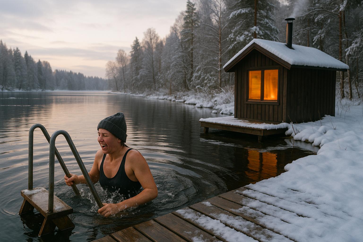 Vinterbad och bastu i naturen